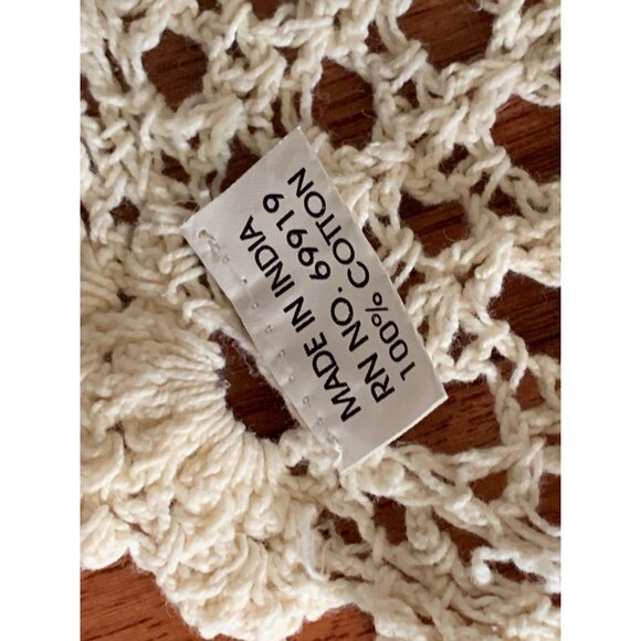 Handmade Round Crochet Lace Doily 56" Cream Cotton Home Decor - Picture 8 of 10